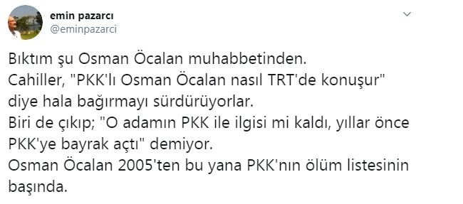 Yandaş yazar Emin Pazarcı'dan 'Öcalan' tepkisi! - Resim : 1