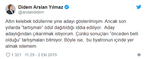 Didem Arslan Yılmaz'dan Altın Kelebek tepkisi! - Resim : 1