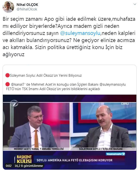 Soylu'ya bir tepkide şehit eşi Olçok'tan! - Resim : 1