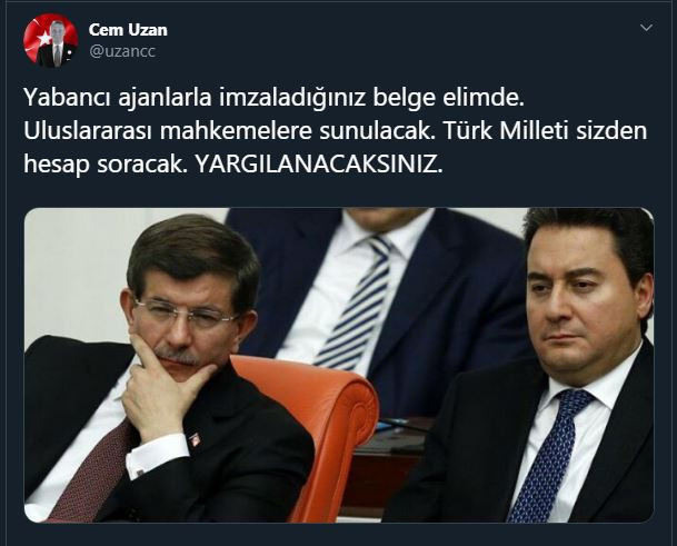 Cem Uzan, Davutoğlu ve Babacan'ı ajanlıkla suçladı - Resim : 1