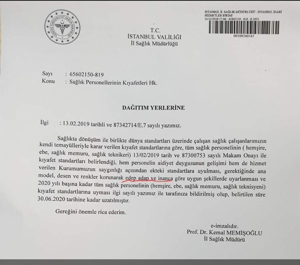 İstanbul İl Sağlık Müdürlüğü'nden skandal kıyafet standardı! - Resim : 1