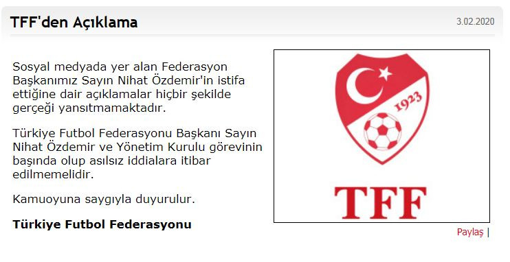 TFF'den Nihat Özdemir hakkında flaş açıklama! - Resim : 2