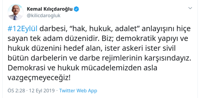 Kılıçdaroğlu'ndan 12 Eylül mesajı - Resim : 1