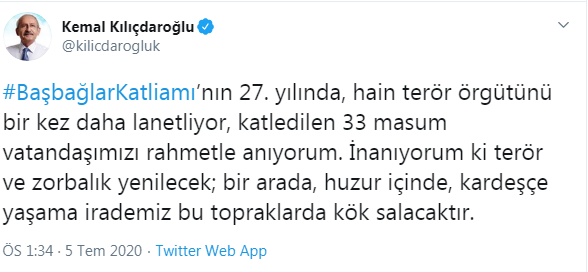 Kılıçdaroğlu'ndan 'Başbağlar Katliamı' için anma mesajı - Resim : 1