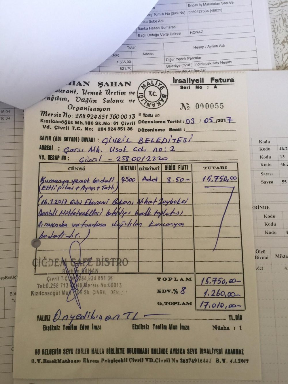 'Fatura krizi' b&uuml;y&uuml;yor: İşte AKP'li vekillerin belediyeye &ouml;dettiği yemek faturası - Resim : 2