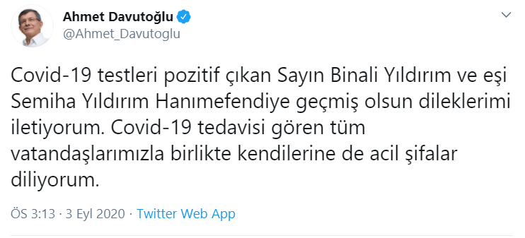 Davutoğlu'ndan Yıldırım ve eşine geçmiş olsun mesajı - Resim : 1