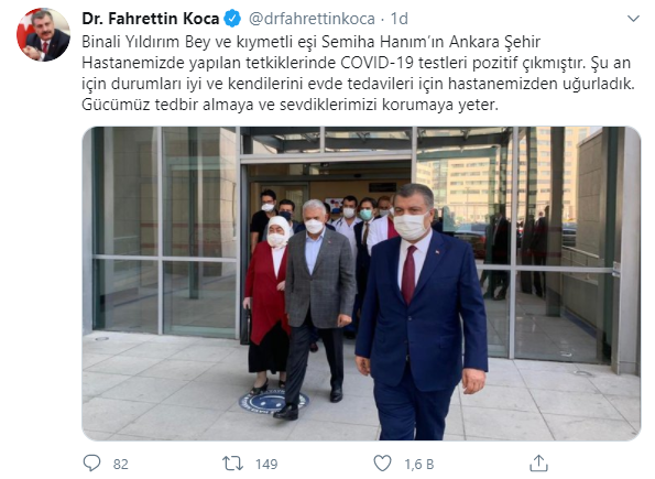 Bakan Koca'dan Binali Yıldırım paylaşımı - Resim : 1