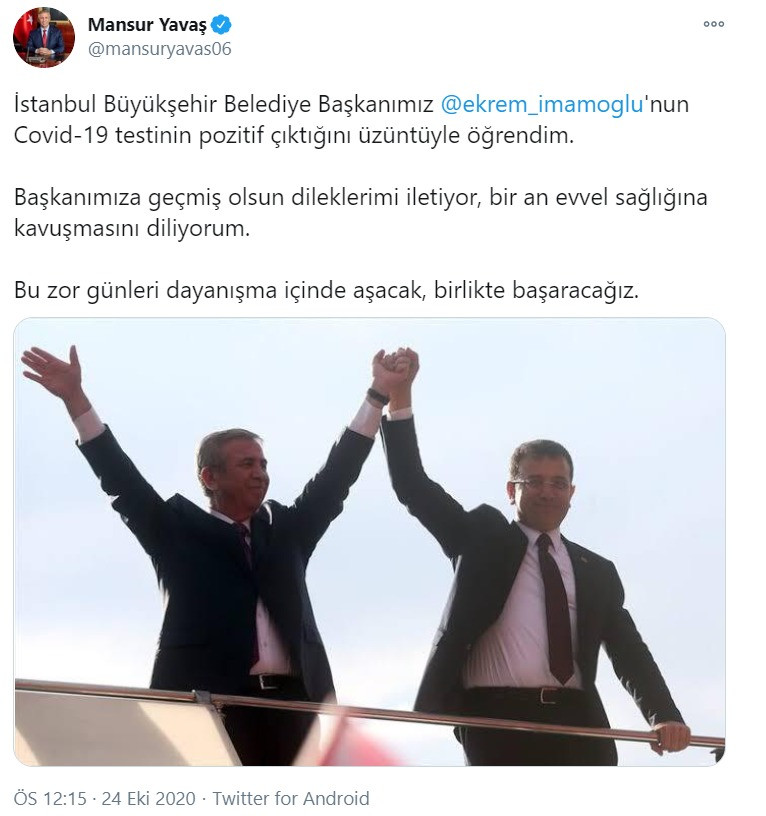 Mansur Yavaş'tan İmamoğlu'na geçmiş olsun mesajı - Resim : 1