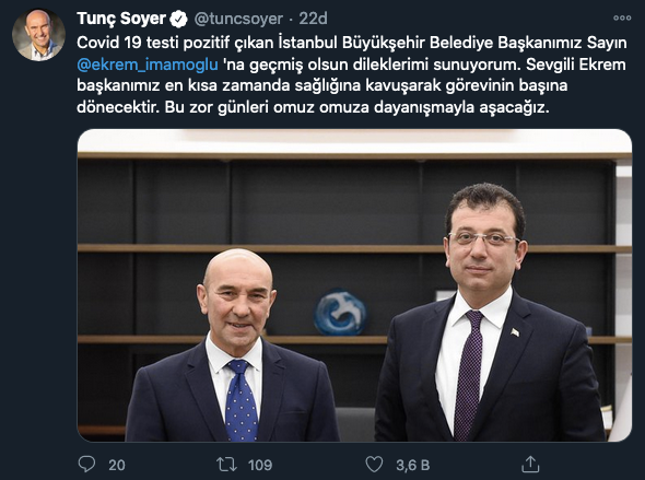 Tunç Soyer'den Ekrem İmamoğlu'na: Bu zor günleri omuz omuza dayanışmayla aşacağız - Resim : 1