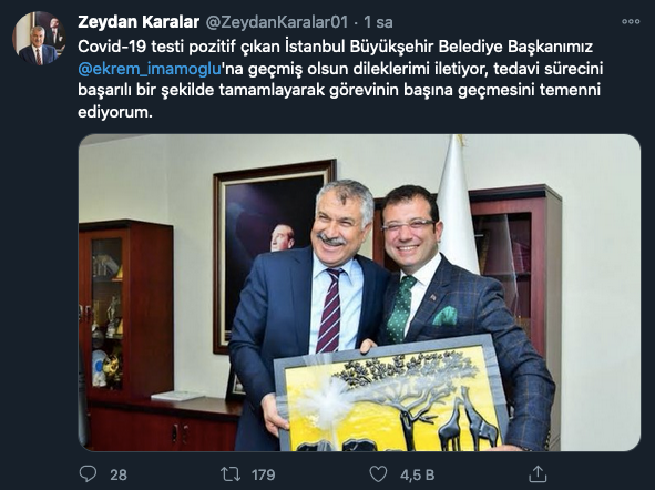 Zeydan Karalar'dan Ekrem İmamoğlu'na geçmiş olsun mesajı - Resim : 1