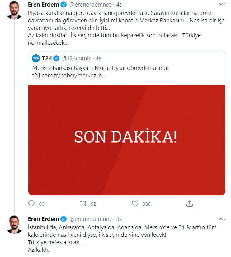 Merkez Bankası Başkanı Murat Uysal'ın görevden alınmasına CHP'den ilk tepki - Resim : 1