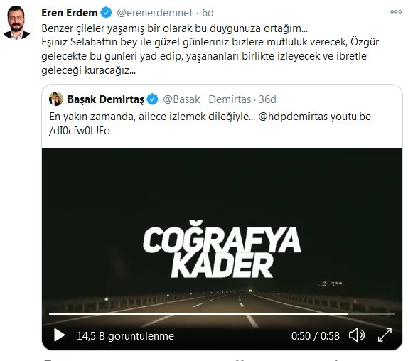 CHP'li Eren Erdem'den Başak Demirtaş'a 'Selahattin Demirtaş' mesajı - Resim : 1