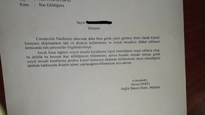 Toros Devlet Hastanesi'nden koronavirüse yakalanan sağlık çalışanlara tehdit - Resim : 1