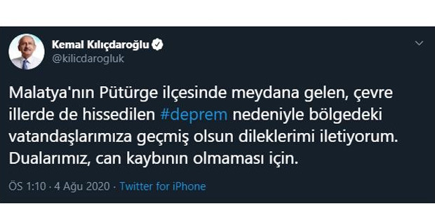 Kılıçdaroğlu'ndan Malatya'ya 'Geçmiş olsun' mesajı - Resim : 1