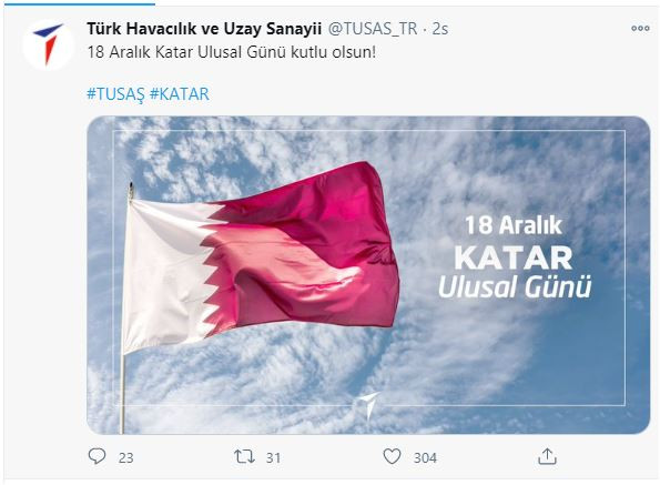 Türk Havacılık ve Uzay Sanayii, Katar'ın Ulusal Günü'nü kutladı - Resim : 1