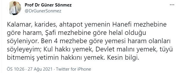 Diyanet'e yanıt ünlü profesörden geldi: 4 mezhepte de yemesi haram olanlar - Resim : 1