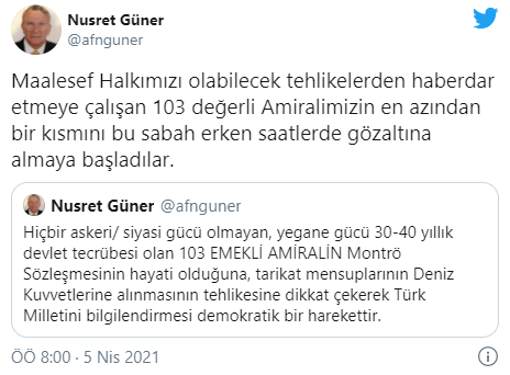 İstifa eden Donanma Komutanı Oramiral Nusret Güner'den gözaltı kararına tepki - Resim : 1