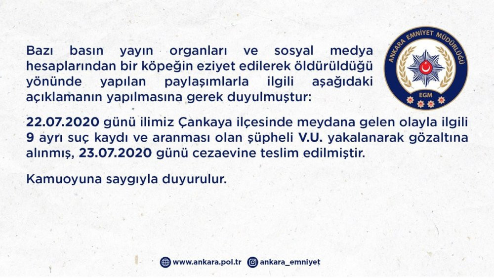 Ankara Emniyet Müdürlüğü: Gözaltına alınan V.U. tutuklandı - Resim : 1