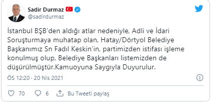 SKANDALI KRT ORTAYA ÇIKARMIŞTI... MHP'li Dörtyol Belediye Başkanı Keskin istifa etti - Resim : 1