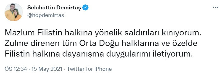 Demirtaş'tan Filistin halkıyla dayanışma mesajı - Resim : 1