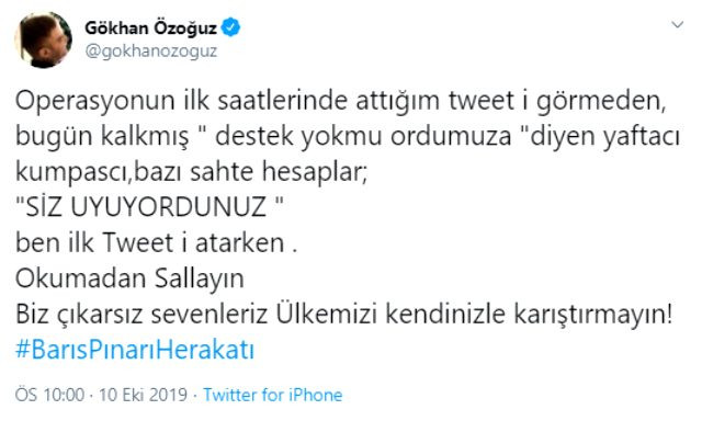 Gökhan Özoğuz'dan Barış Pınarı Harekatı çıkışı: Siz uyuyordunuz - Resim : 2