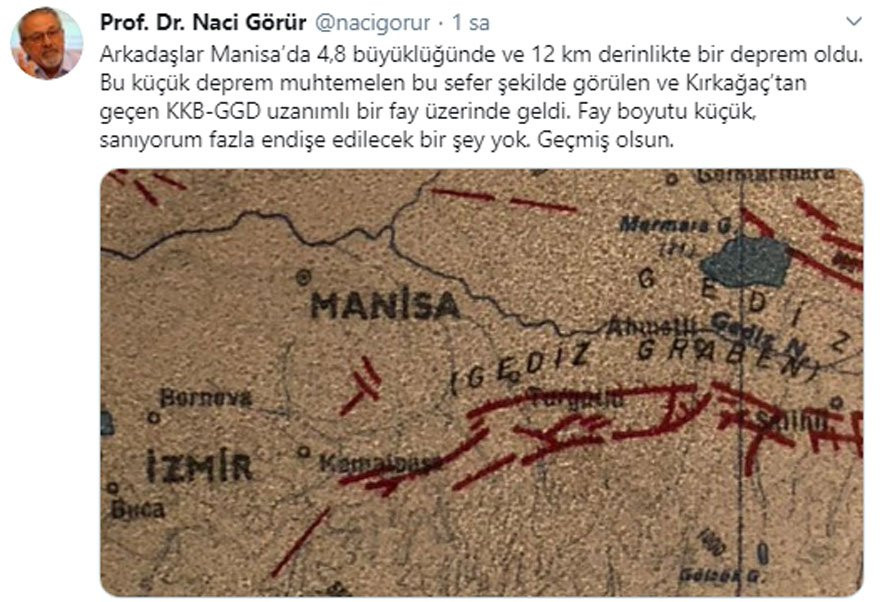 Prof. Dr. Naci Görür’den Manisa depremi açıklaması! - Resim : 1