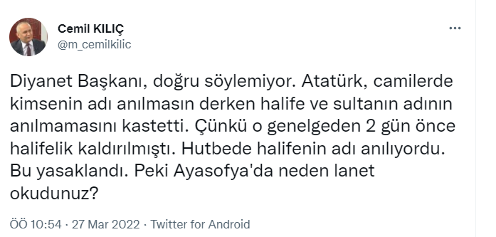 Atatürk'ün adı hutbelerde okunmuyor mu? Ali Erbaş belge gönderdi, ünlü ilahiyatçı tepki gösterdi - Resim : 2