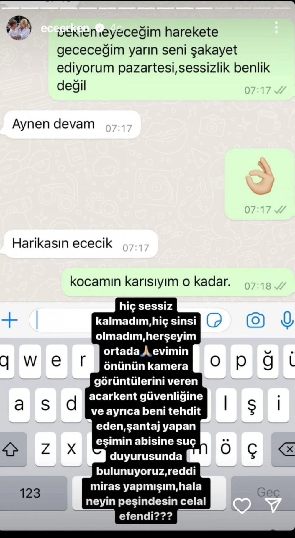 Ece Erken, ölen eşinin ağabeyi tarafından tehdit edildi - Resim : 2