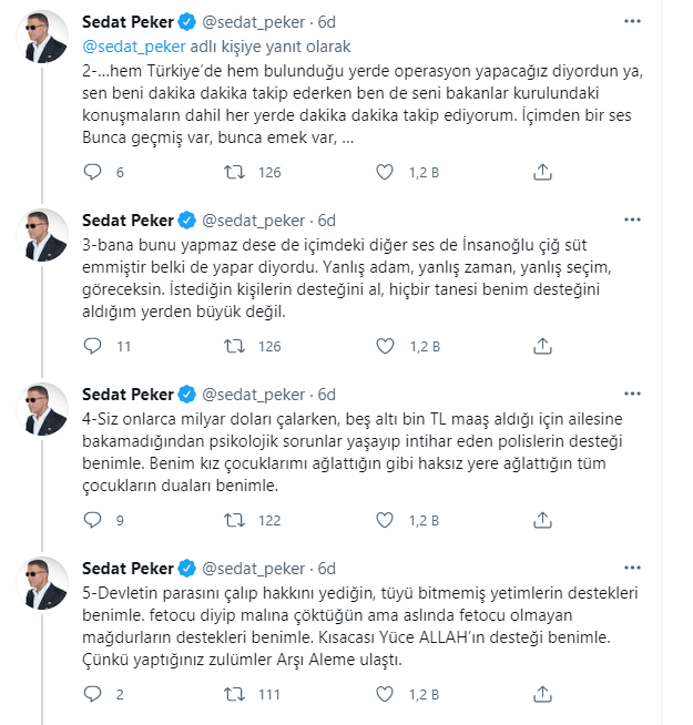 Sedat Peker'den Soylu'ya: Seni her yerde dakika dakika takip ediyorum - Resim : 2