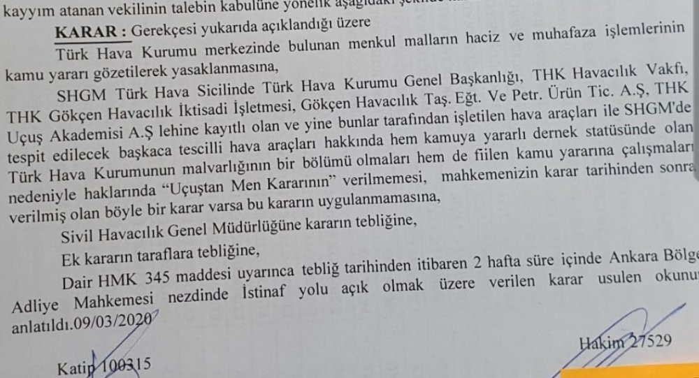 THK uçakları için geçen yıl alınan mahkeme kararı ortaya çıktı - Resim : 2