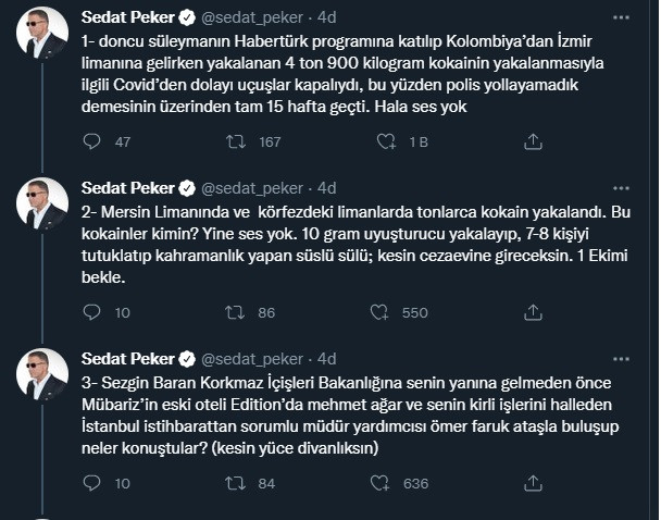 Sedat Peker yine Soylu'ya seslendi: Kokainler kimin? - Resim : 1