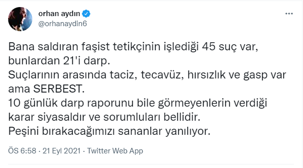 Saldırıya uğrayan tiyatro sanatçısı Orhan Aydın: Tetikçi faşist aranızda dolaşıyor - Resim : 1