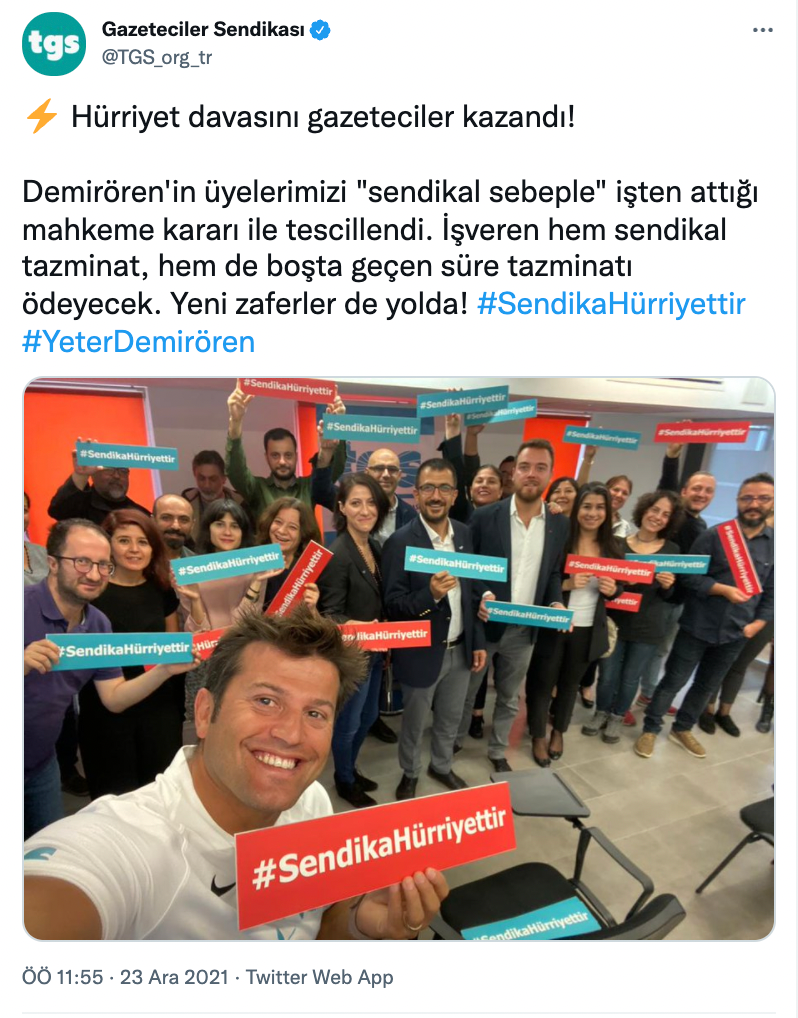 'Sendika Hürriyet'tir diyen gazeteciler kazandı - Resim : 1