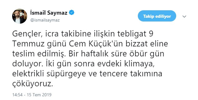 İsmail Saymaz'dan Cem Küçük'e: İki gün sonra evdeki klimaya çöküyoruz - Resim : 1