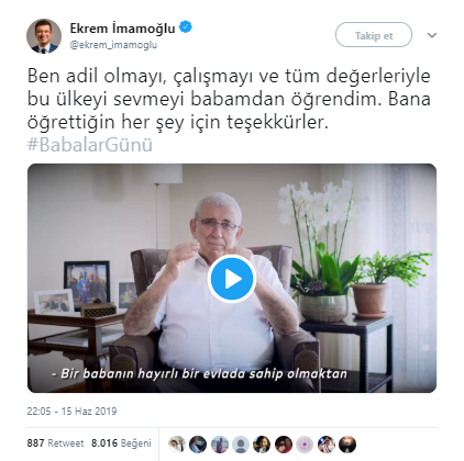 Ekrem İmamoğlu'ndan Babalar Günü mesajı - Resim : 1