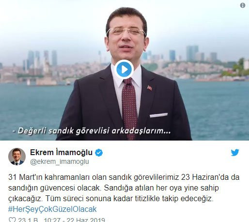 İmamoğlu:Biliyorum 31 Mart’ın kahramanları 23 Haziran’da da sandığın güvencesi olacak - Resim : 1