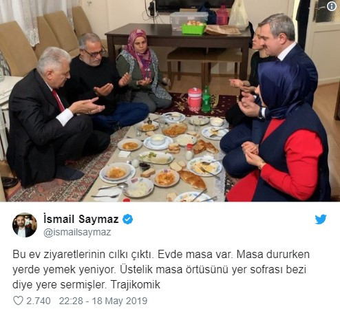 Binali Yıldırım yemek masası varken yer sofrasında iftar açtı - Resim : 1