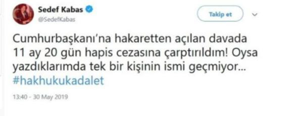 Gazeteci-yazar Sedef Kabaş'a hapis cezası - Resim : 1