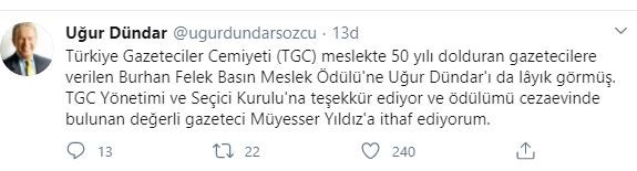 Uğur Dündar'a TGC'den ödül - Resim : 1