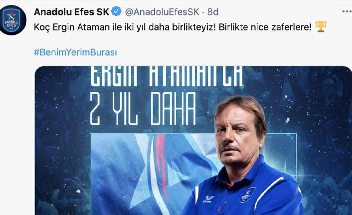 Anadolu Efes, Ergin Ataman'ın sözleşmesini uzattı - Resim : 1