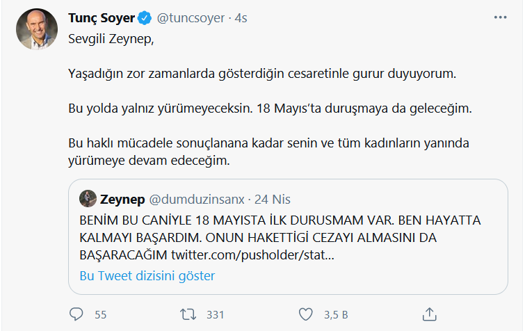 Tunç Soyer'den şiddete maruz kalan kadına destek - Resim : 1