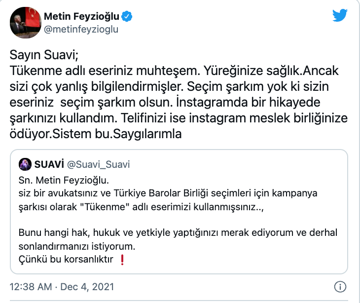 Feyzioğlu'ndan Suavi'ye 'şarkı' yanıtı - Resim : 1