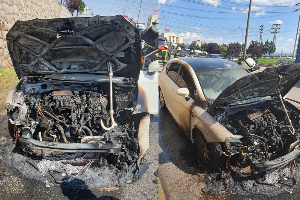 Otomobil alev alev yandı - Resim : 1