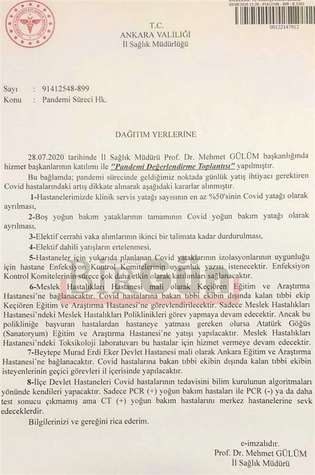 Hastanelere gönderilen yazı gizlenen tabloyu ortaya koydu - Resim : 1