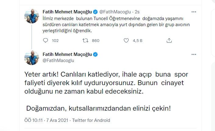 Ma&ccedil;oğlu'ndan yurt dışından şehre avcıların gelmesine sert tepki - Resim : 1