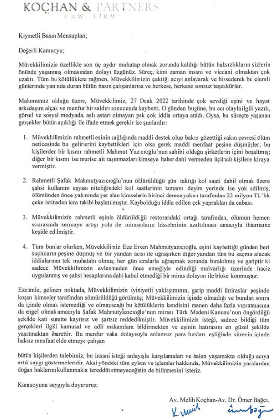 Ece Erken eşi Şafak Mahmut Yazıcıoğlu'nun mirası hakkında kararını verdi - Resim : 1