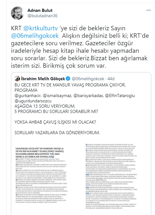 Mansur Yavaş'ın KRT'ye &ccedil;ıkması Melih G&ouml;k&ccedil;ek'i rahatsız etti... - Resim : 1