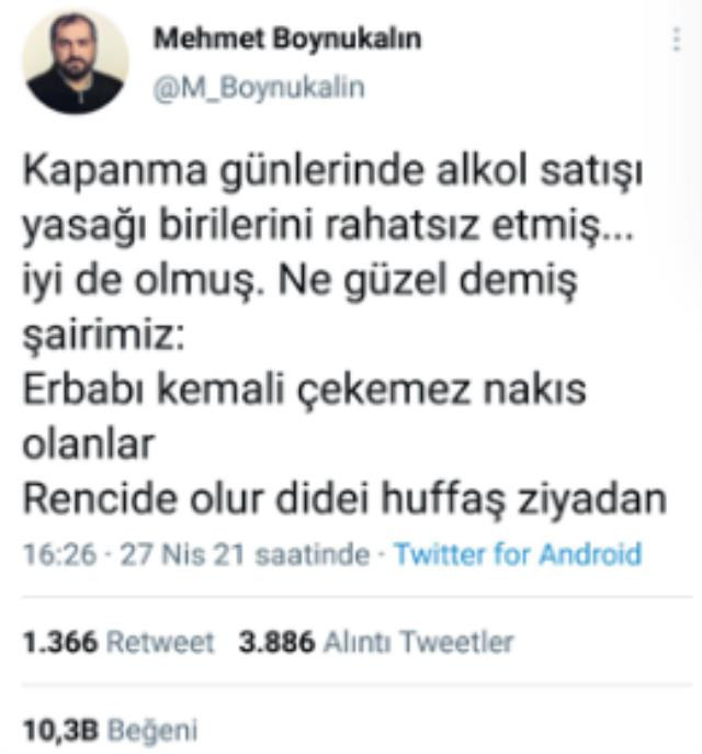 Mehmet Boynukalın'ın apar topar sildiği alkol yasağı paylaşımı - Resim : 1