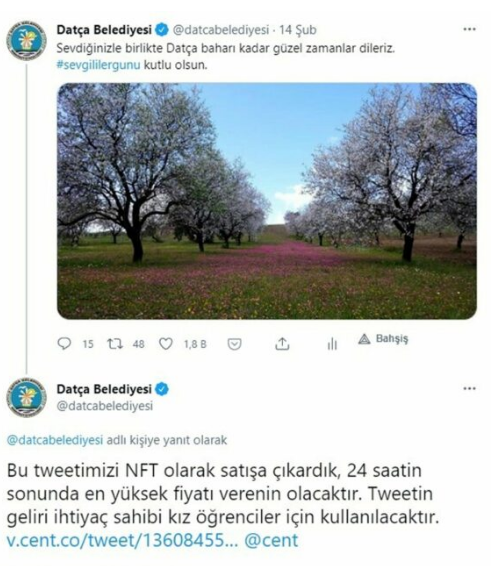 Datça Belediyesi bir tweet’ini 6 bin dolara sattı - Resim : 1