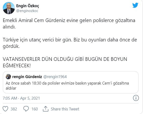 Bildiriye imza atan amirallere şafak operasyonuyla gözaltı - Resim : 1